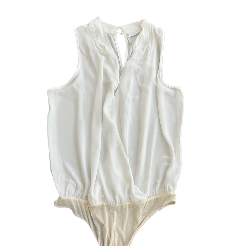 Sheer white sleeveless bodysuit